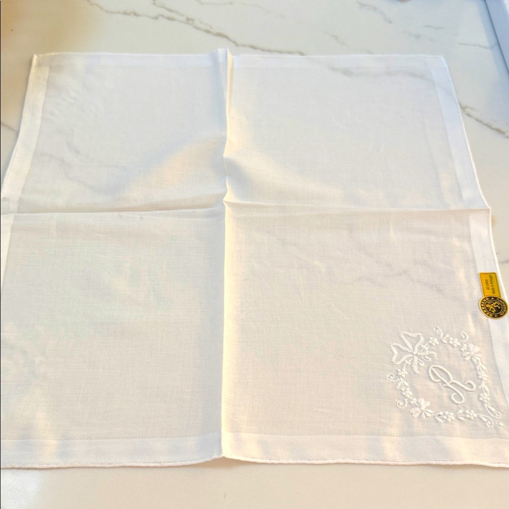 White Floral Embroidered Handkerchief